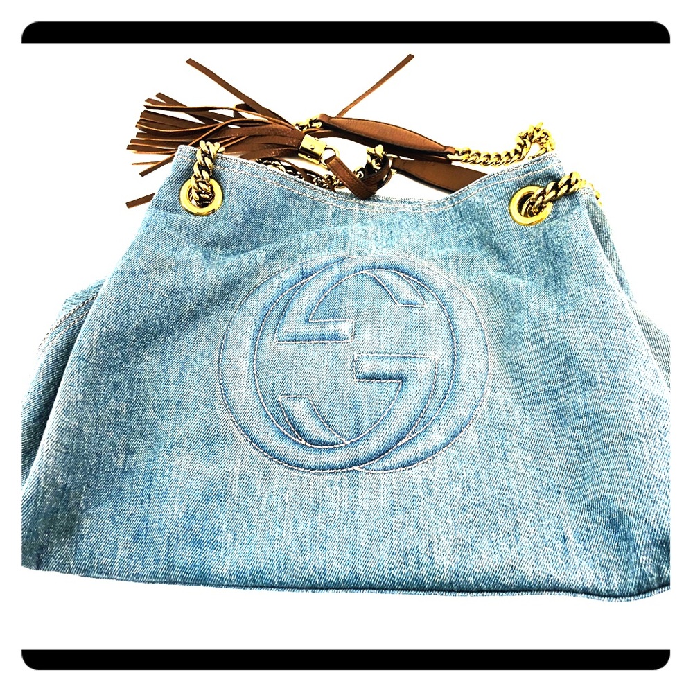 Authentic light denim Gucci soho bag